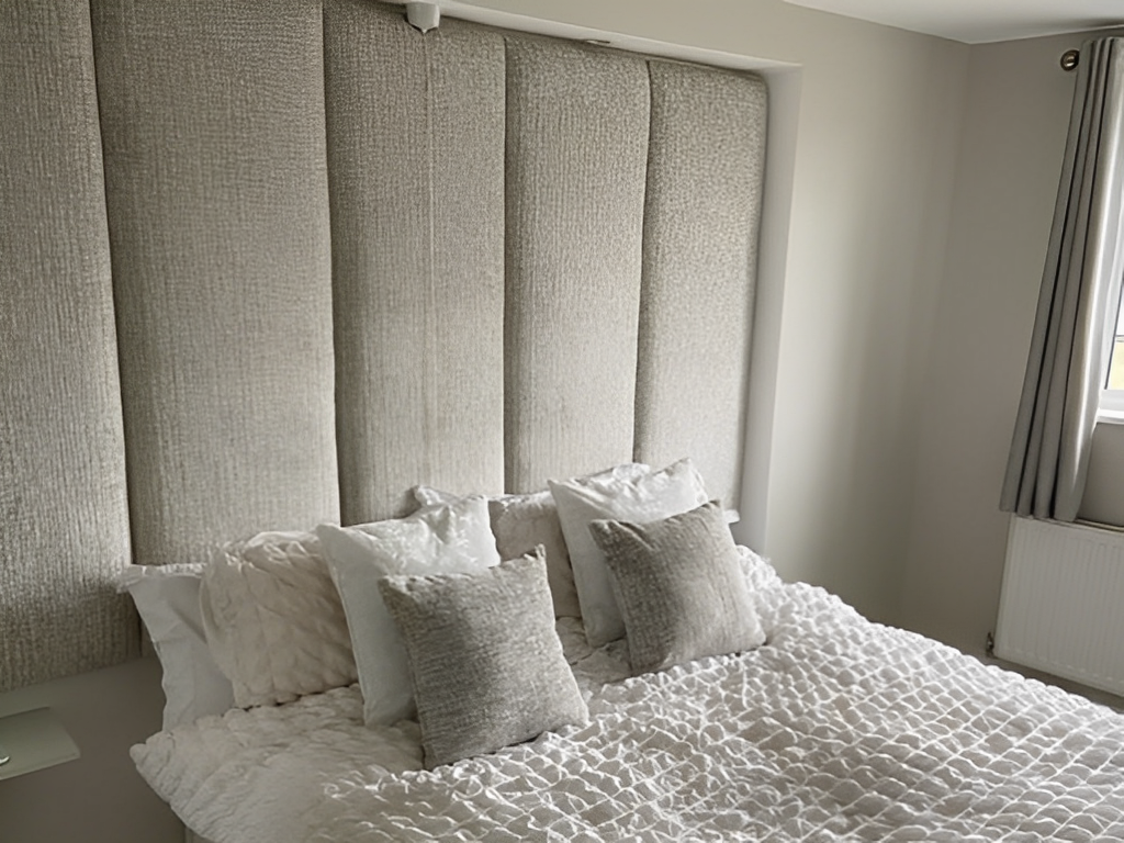 Vertical tufted outlet headboard
